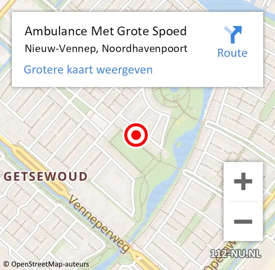 Locatie op kaart van de 112 melding: Ambulance Met Grote Spoed Naar Nieuw-Vennep, Noordhavenpoort op 17 december 2022 01:33