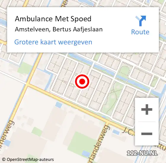 Locatie op kaart van de 112 melding: Ambulance Met Spoed Naar Amstelveen, Bertus Aafjeslaan op 17 december 2022 01:45