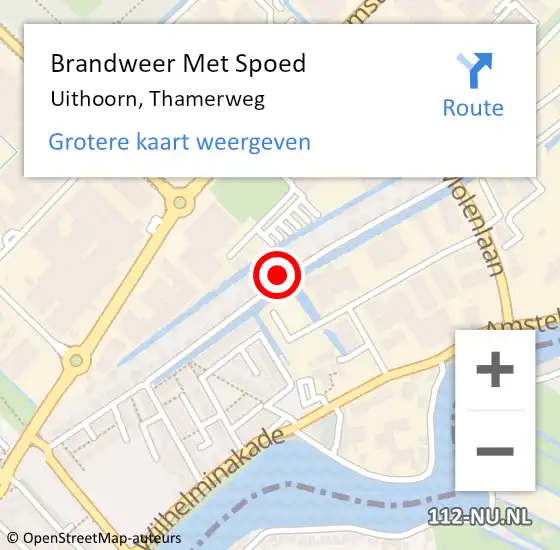 Locatie op kaart van de 112 melding: Brandweer Met Spoed Naar Uithoorn, Thamerweg op 17 december 2022 02:28