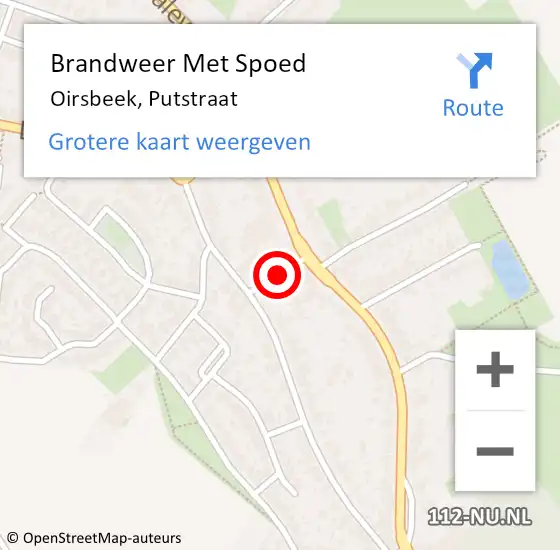 Locatie op kaart van de 112 melding: Brandweer Met Spoed Naar Oirsbeek, Putstraat op 17 december 2022 02:50