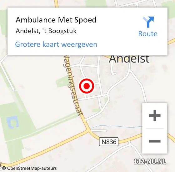 Locatie op kaart van de 112 melding: Ambulance Met Spoed Naar Andelst, 't Boogstuk op 17 december 2022 02:55