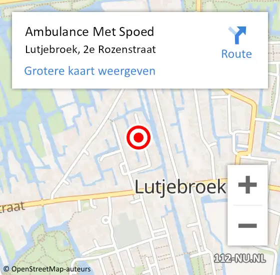 Locatie op kaart van de 112 melding: Ambulance Met Spoed Naar Lutjebroek, 2e Rozenstraat op 17 december 2022 03:18