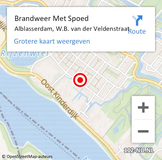 Locatie op kaart van de 112 melding: Brandweer Met Spoed Naar Alblasserdam, W.B. van der Veldenstraat op 17 december 2022 03:24