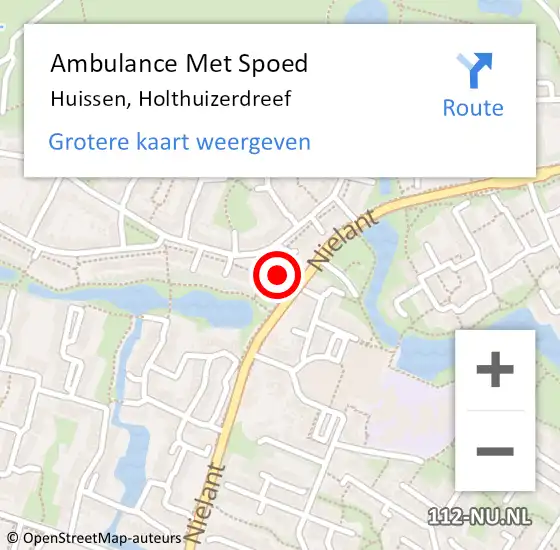 Locatie op kaart van de 112 melding: Ambulance Met Spoed Naar Huissen, Holthuizerdreef op 17 december 2022 04:41