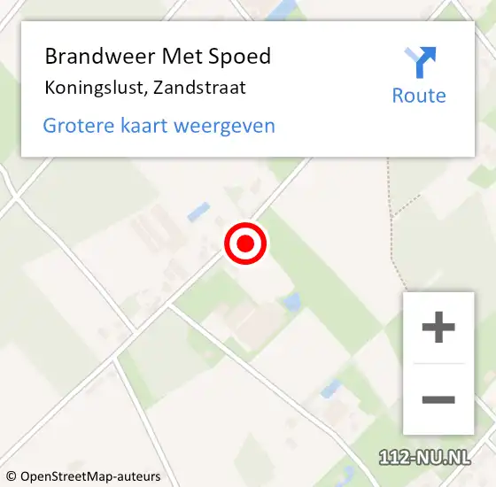 Locatie op kaart van de 112 melding: Brandweer Met Spoed Naar Koningslust, Zandstraat op 17 december 2022 04:55