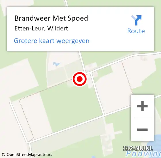 Locatie op kaart van de 112 melding: Brandweer Met Spoed Naar Etten-Leur, Wildert op 8 augustus 2014 16:58