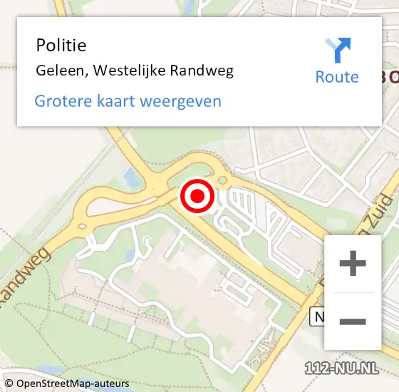 Locatie op kaart van de 112 melding: Politie Geleen, Westelijke Randweg op 17 december 2022 05:31