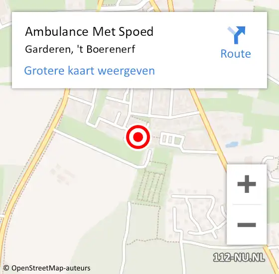 Locatie op kaart van de 112 melding: Ambulance Met Spoed Naar Garderen, 't Boerenerf op 17 december 2022 05:34