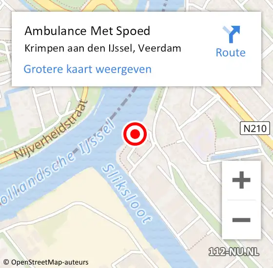 Locatie op kaart van de 112 melding: Ambulance Met Spoed Naar Krimpen aan den IJssel, Veerdam op 17 december 2022 05:42