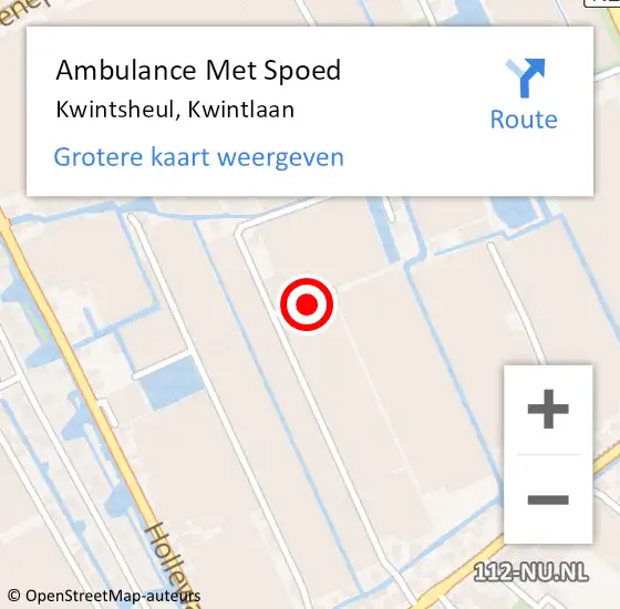 Locatie op kaart van de 112 melding: Ambulance Met Spoed Naar Kwintsheul, Kwintlaan op 17 december 2022 07:04