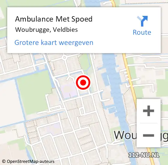 Locatie op kaart van de 112 melding: Ambulance Met Spoed Naar Woubrugge, Veldbies op 17 december 2022 07:10