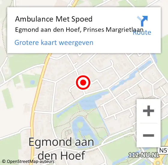 Locatie op kaart van de 112 melding: Ambulance Met Spoed Naar Egmond aan den Hoef, Prinses Margrietlaan op 17 december 2022 07:14