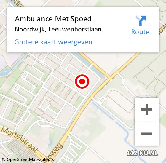 Locatie op kaart van de 112 melding: Ambulance Met Spoed Naar Noordwijk, Leeuwenhorstlaan op 17 december 2022 08:47