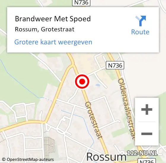 Locatie op kaart van de 112 melding: Brandweer Met Spoed Naar Rossum, Grotestraat op 17 december 2022 08:49