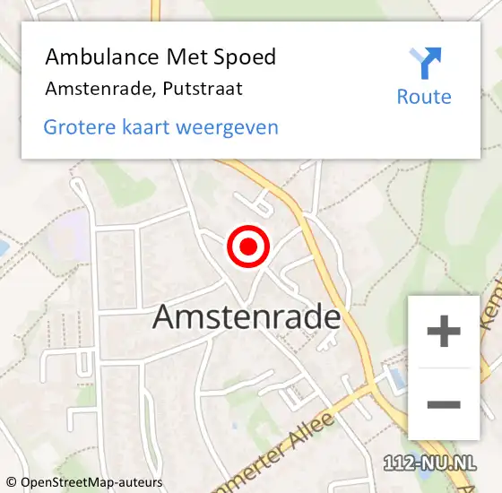 Locatie op kaart van de 112 melding: Ambulance Met Spoed Naar Amstenrade, Putstraat op 8 augustus 2014 17:10