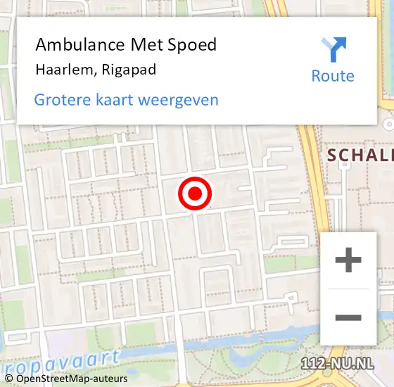 Locatie op kaart van de 112 melding: Ambulance Met Spoed Naar Haarlem, Rigapad op 17 december 2022 09:07