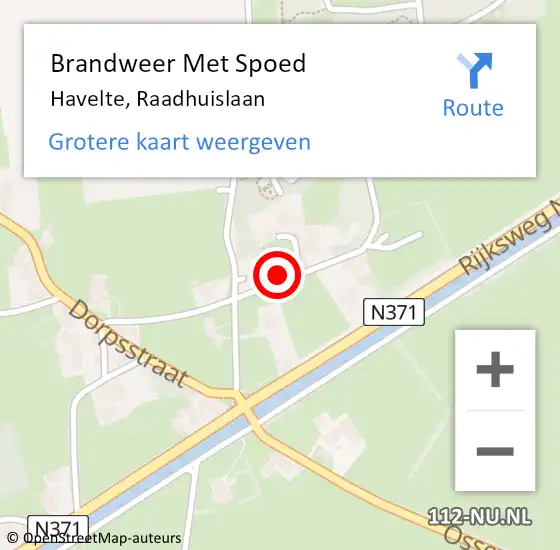 Locatie op kaart van de 112 melding: Brandweer Met Spoed Naar Havelte, Raadhuislaan op 17 december 2022 09:17