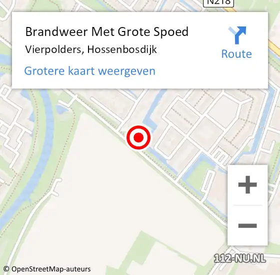 Locatie op kaart van de 112 melding: Brandweer Met Grote Spoed Naar Vierpolders, Hossenbosdijk op 17 december 2022 09:27