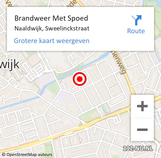 Locatie op kaart van de 112 melding: Brandweer Met Spoed Naar Naaldwijk, Sweelinckstraat op 17 december 2022 09:31