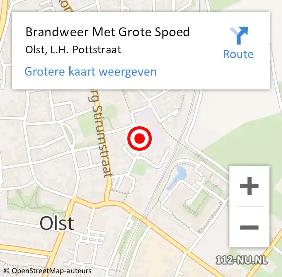 Locatie op kaart van de 112 melding: Brandweer Met Grote Spoed Naar Olst, L.H. Pottstraat op 17 december 2022 09:43