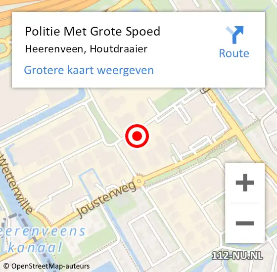 Locatie op kaart van de 112 melding: Politie Met Grote Spoed Naar Heerenveen, Houtdraaier op 17 december 2022 10:22