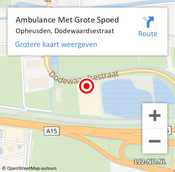 Locatie op kaart van de 112 melding: Ambulance Met Grote Spoed Naar Opheusden, Dodewaardsestraat op 17 december 2022 10:35