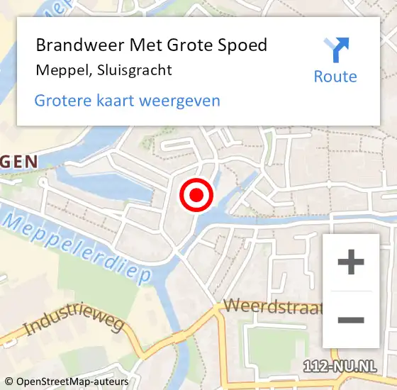 Locatie op kaart van de 112 melding: Brandweer Met Grote Spoed Naar Meppel, Sluisgracht op 17 december 2022 11:01