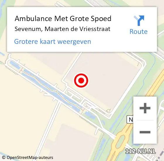 Locatie op kaart van de 112 melding: Ambulance Met Grote Spoed Naar Sevenum, Maarten de Vriesstraat op 17 december 2022 11:18