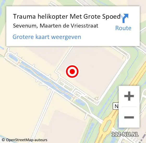 Locatie op kaart van de 112 melding: Trauma helikopter Met Grote Spoed Naar Sevenum, Maarten de Vriesstraat op 17 december 2022 11:18