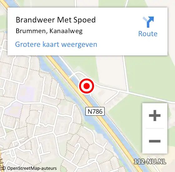 Locatie op kaart van de 112 melding: Brandweer Met Spoed Naar Brummen, Kanaalweg op 17 december 2022 11:24