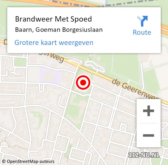 Locatie op kaart van de 112 melding: Brandweer Met Spoed Naar Baarn, Goeman Borgesiuslaan op 17 december 2022 11:45