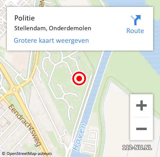 Locatie op kaart van de 112 melding: Politie Stellendam, Onderdemolen op 17 december 2022 11:48