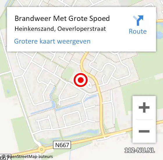 Locatie op kaart van de 112 melding: Brandweer Met Grote Spoed Naar Heinkenszand, Oeverloperstraat op 17 december 2022 11:53