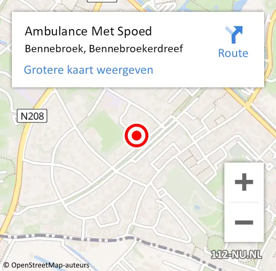 Locatie op kaart van de 112 melding: Ambulance Met Spoed Naar Bennebroek, Bennebroekerdreef op 17 december 2022 12:01