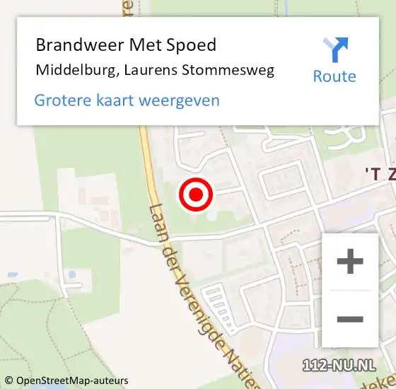 Locatie op kaart van de 112 melding: Brandweer Met Spoed Naar Middelburg, Laurens Stommesweg op 17 december 2022 12:09