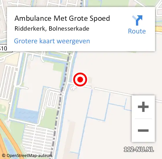 Locatie op kaart van de 112 melding: Ambulance Met Grote Spoed Naar Ridderkerk, Bolnesserkade op 17 december 2022 12:13