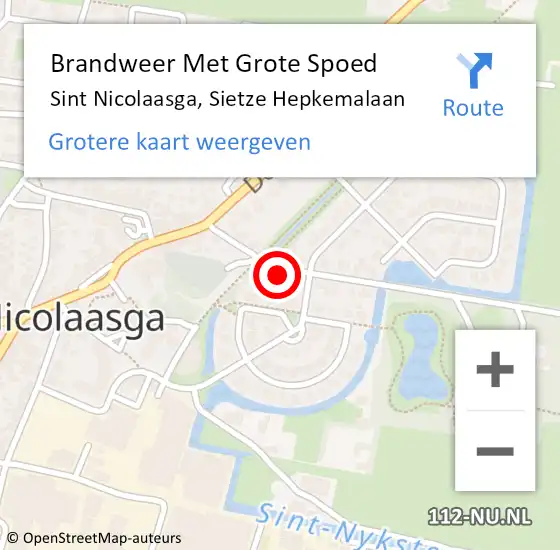 Locatie op kaart van de 112 melding: Brandweer Met Grote Spoed Naar Sint Nicolaasga, Sietze Hepkemalaan op 17 december 2022 12:15