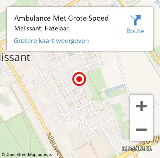 Locatie op kaart van de 112 melding: Ambulance Met Grote Spoed Naar Melissant, Hazelaar op 17 december 2022 12:28