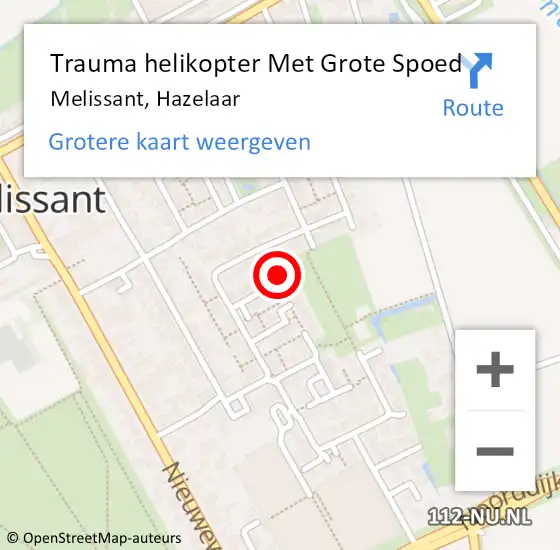 Locatie op kaart van de 112 melding: Trauma helikopter Met Grote Spoed Naar Melissant, Hazelaar op 17 december 2022 12:29