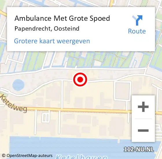 Locatie op kaart van de 112 melding: Ambulance Met Grote Spoed Naar Papendrecht, Oosteind op 17 december 2022 12:41