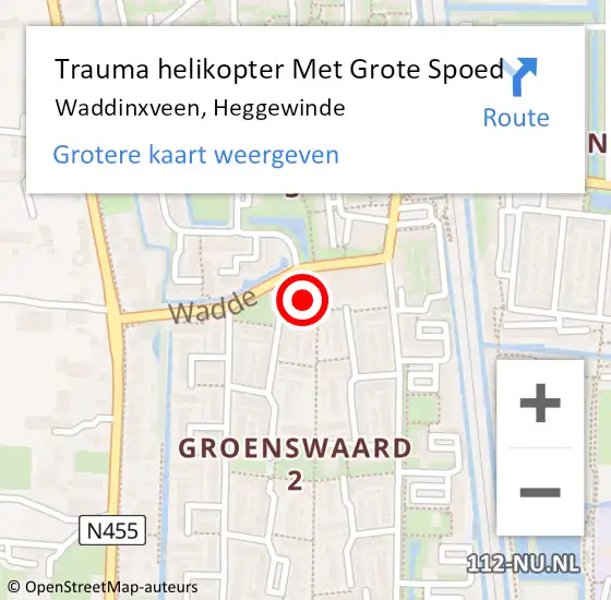 Locatie op kaart van de 112 melding: Trauma helikopter Met Grote Spoed Naar Waddinxveen, Heggewinde op 17 december 2022 12:53