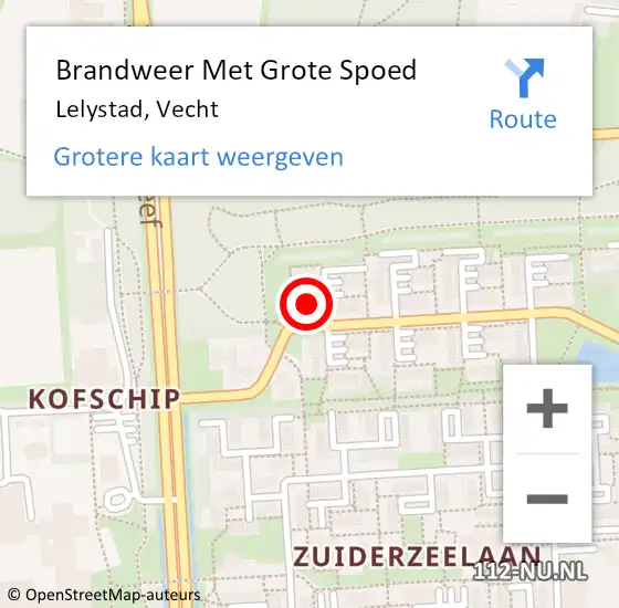 Locatie op kaart van de 112 melding: Brandweer Met Grote Spoed Naar Lelystad, Vecht op 17 december 2022 12:56