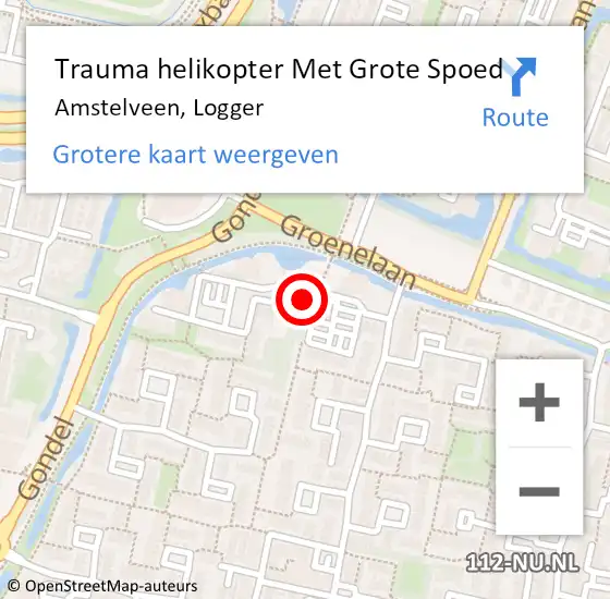 Locatie op kaart van de 112 melding: Trauma helikopter Met Grote Spoed Naar Amstelveen, Logger op 17 december 2022 12:58