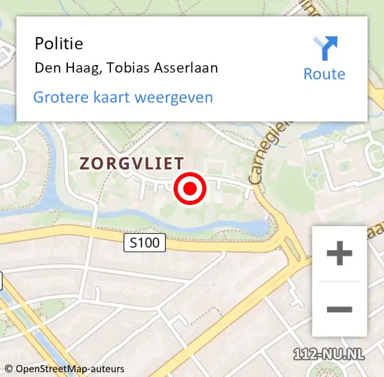Locatie op kaart van de 112 melding: Politie Den Haag, Tobias Asserlaan op 17 december 2022 13:01