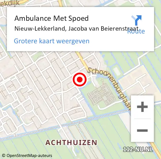 Locatie op kaart van de 112 melding: Ambulance Met Spoed Naar Nieuw-Lekkerland, Jacoba van Beierenstraat op 17 december 2022 13:08