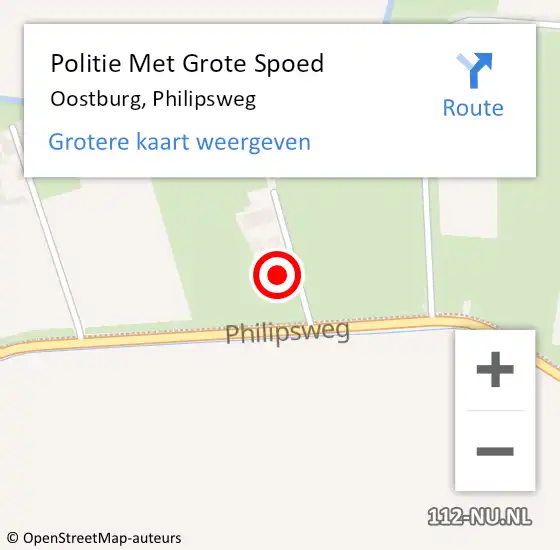 Locatie op kaart van de 112 melding: Politie Met Grote Spoed Naar Oostburg, Philipsweg op 17 december 2022 13:33