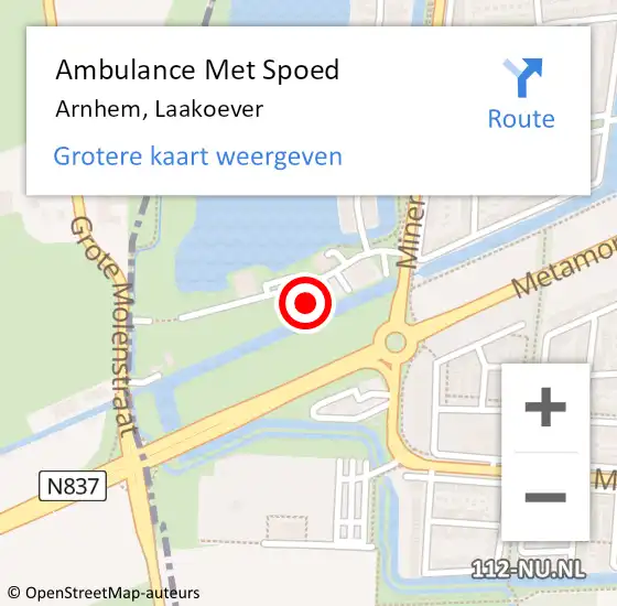 Locatie op kaart van de 112 melding: Ambulance Met Spoed Naar Arnhem, Laakoever op 17 december 2022 13:46