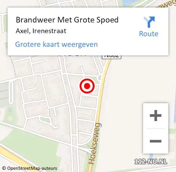 Locatie op kaart van de 112 melding: Brandweer Met Grote Spoed Naar Axel, Irenestraat op 17 december 2022 13:58