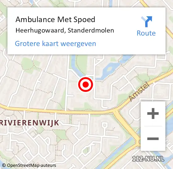 Locatie op kaart van de 112 melding: Ambulance Met Spoed Naar Heerhugowaard, Standerdmolen op 17 december 2022 14:07