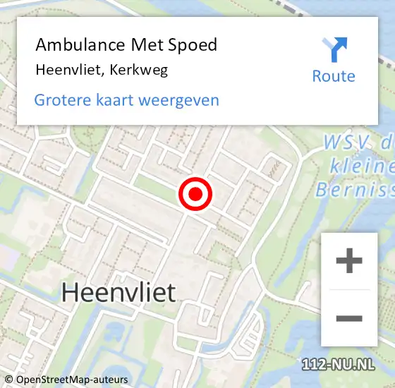 Locatie op kaart van de 112 melding: Ambulance Met Spoed Naar Heenvliet, Kerkweg op 17 december 2022 14:23